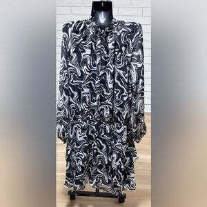 Black & White Swirl Print Dress
